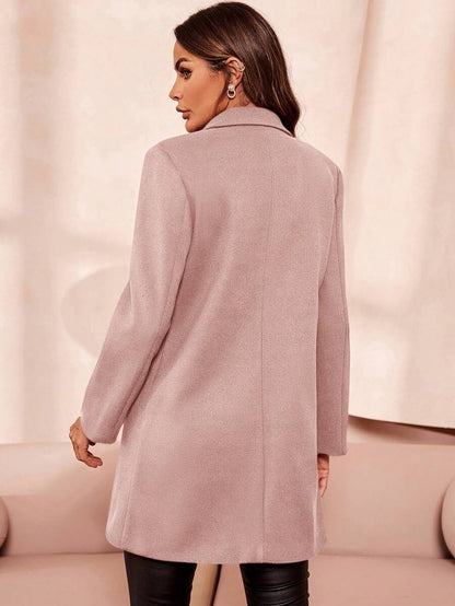 Aveline Double-Breasted Lapel Coat with Tailored Thigh-Length Cut - Multicolor
