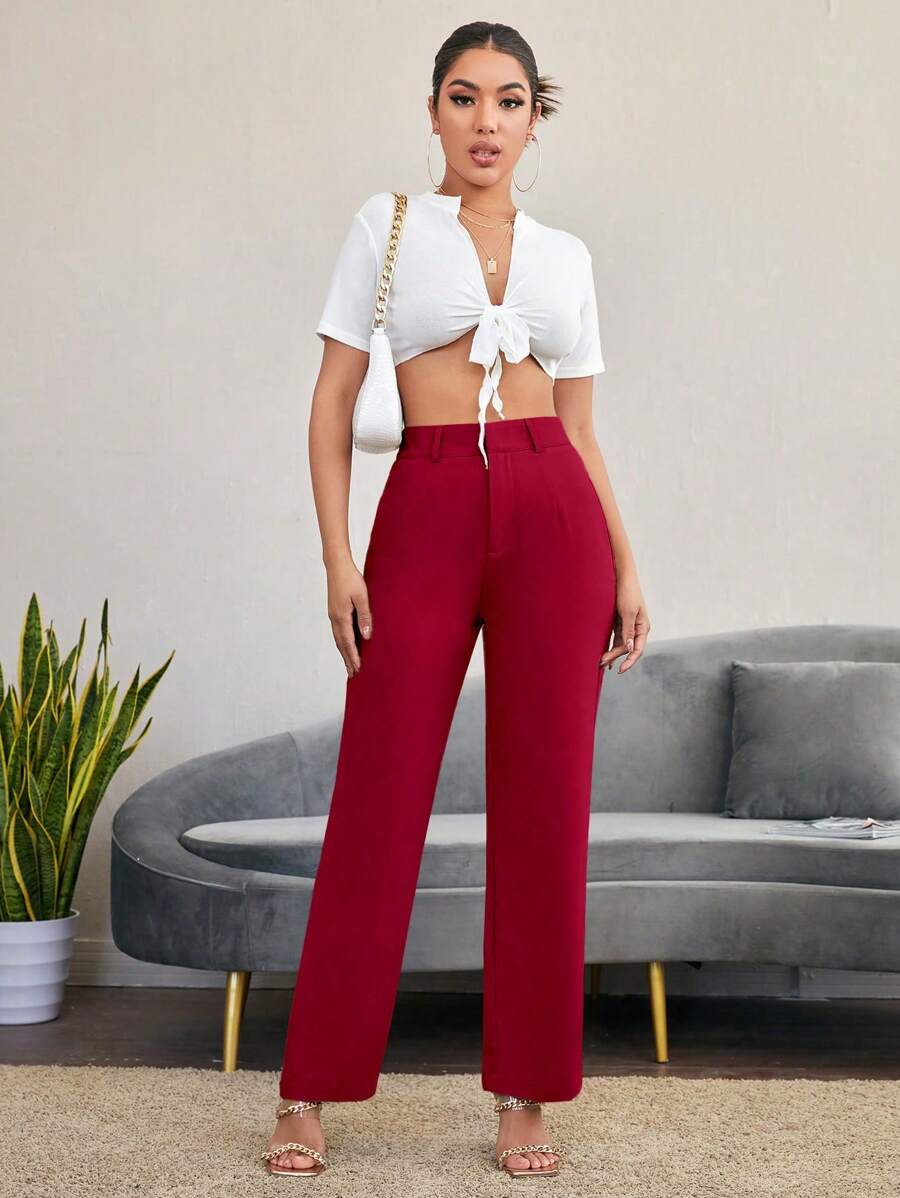 Women's High Waisted Flare Trousers, Tailored Dress Pants for Work Office - Black