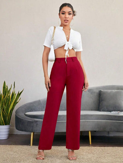 Women's High Waisted Flare Trousers, Tailored Dress Pants for Work Office - Black