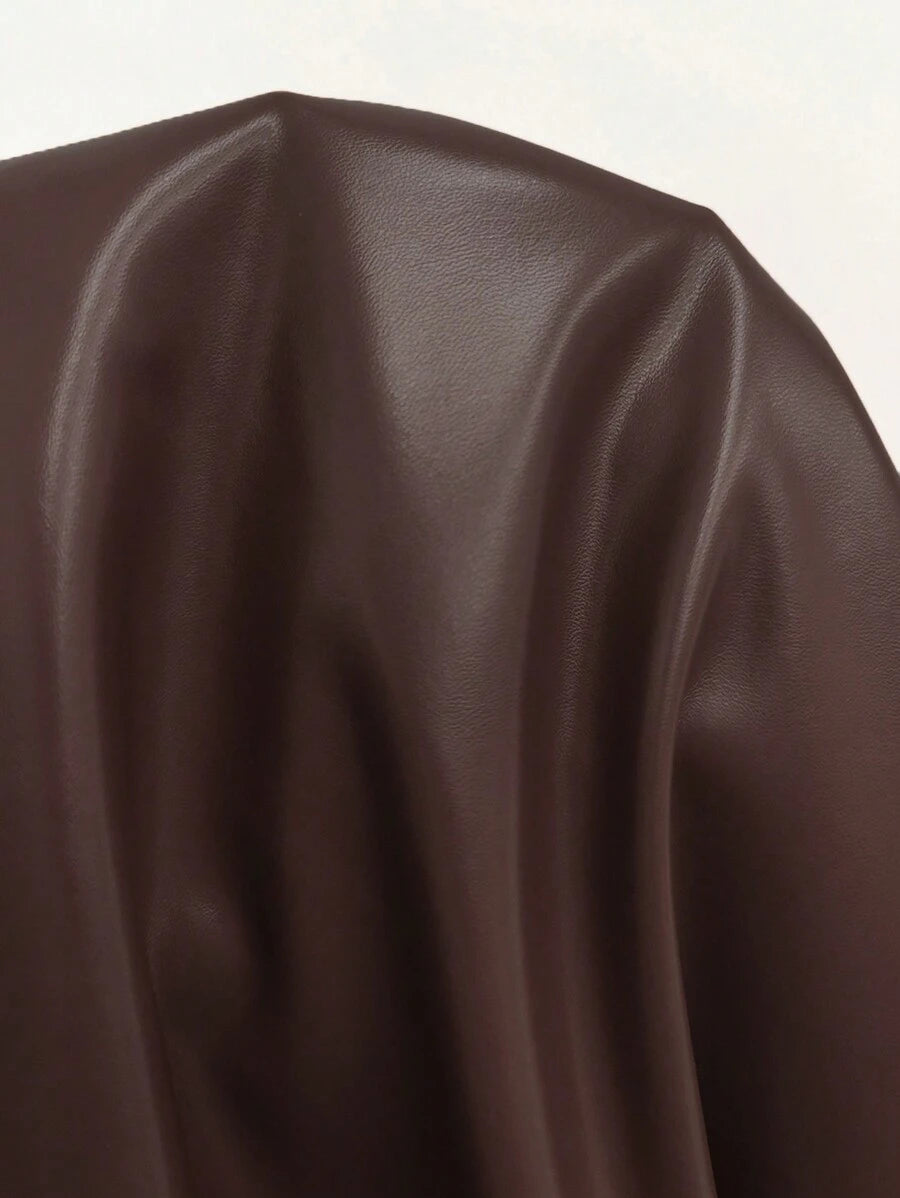 Rotterdam Faux Leather Single Button Oversized Blazer