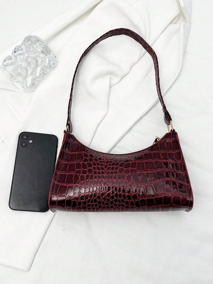 Women's Curved Shoulder Bag, Small Faux Leather Underarm Purse for Everyday and Evening