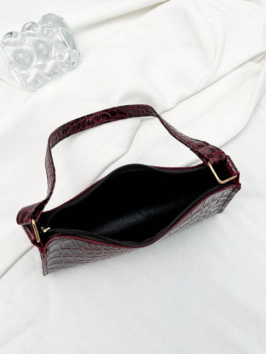 Women's Curved Shoulder Bag, Small Faux Leather Underarm Purse for Everyday and Evening