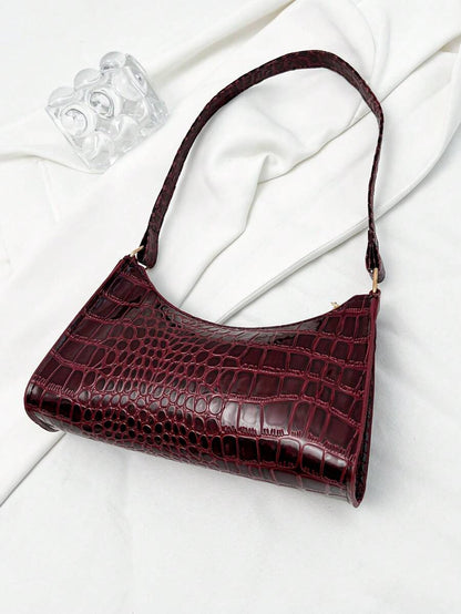 Women's Curved Shoulder Bag, Small Faux Leather Underarm Purse for Everyday and Evening