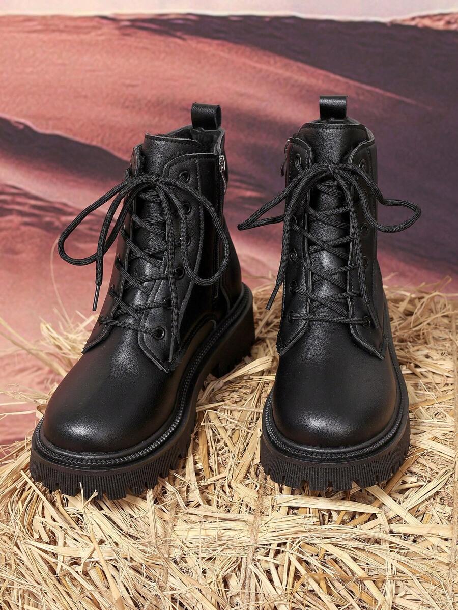 2026 Spring/Autumn/Winter New Women's Shoes, Winter Warm Women's Boots, Fashion Versatile Casual Women's Shoes, Black/White Ankle Boots With Lace-Up And Side Zipper, Flat Women's Boots, Women's Ankle Boots And Ankle Boots, Women's Fashion Boots, College S Mensa