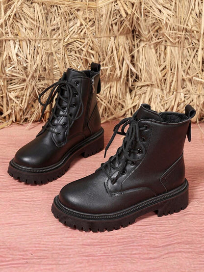 2026 Spring/Autumn/Winter New Women's Shoes, Winter Warm Women's Boots, Fashion Versatile Casual Women's Shoes, Black/White Ankle Boots With Lace-Up And Side Zipper, Flat Women's Boots, Women's Ankle Boots And Ankle Boots, Women's Fashion Boots, College S Mensa