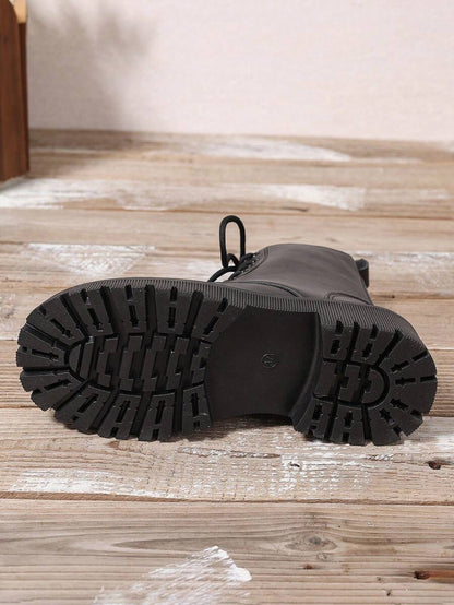 2026 Spring/Autumn/Winter New Women's Shoes, Winter Warm Women's Boots, Fashion Versatile Casual Women's Shoes, Black/White Ankle Boots With Lace-Up And Side Zipper, Flat Women's Boots, Women's Ankle Boots And Ankle Boots, Women's Fashion Boots, College S Mensa