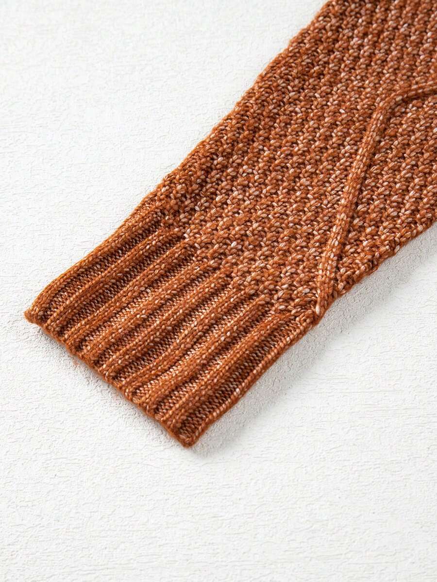 Alina Oversized Cable Knit Sweater Dress - Apricot