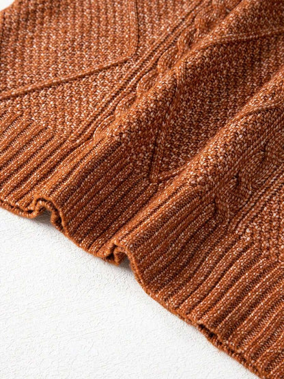Alina Oversized Cable Knit Sweater Dress - Apricot