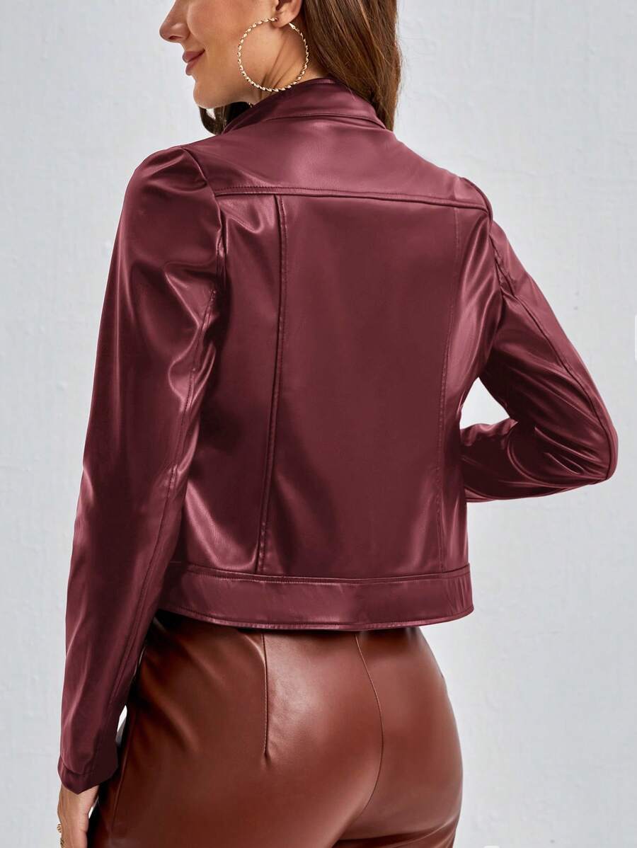 Lugano Faux Leather Zip Detail Moto Biker Jacket