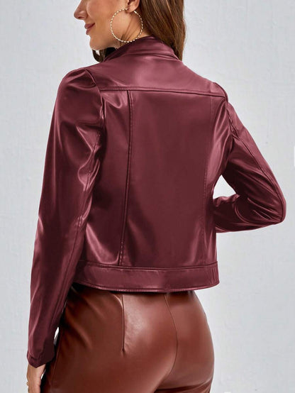 Lugano Faux Leather Zip Detail Moto Biker Jacket