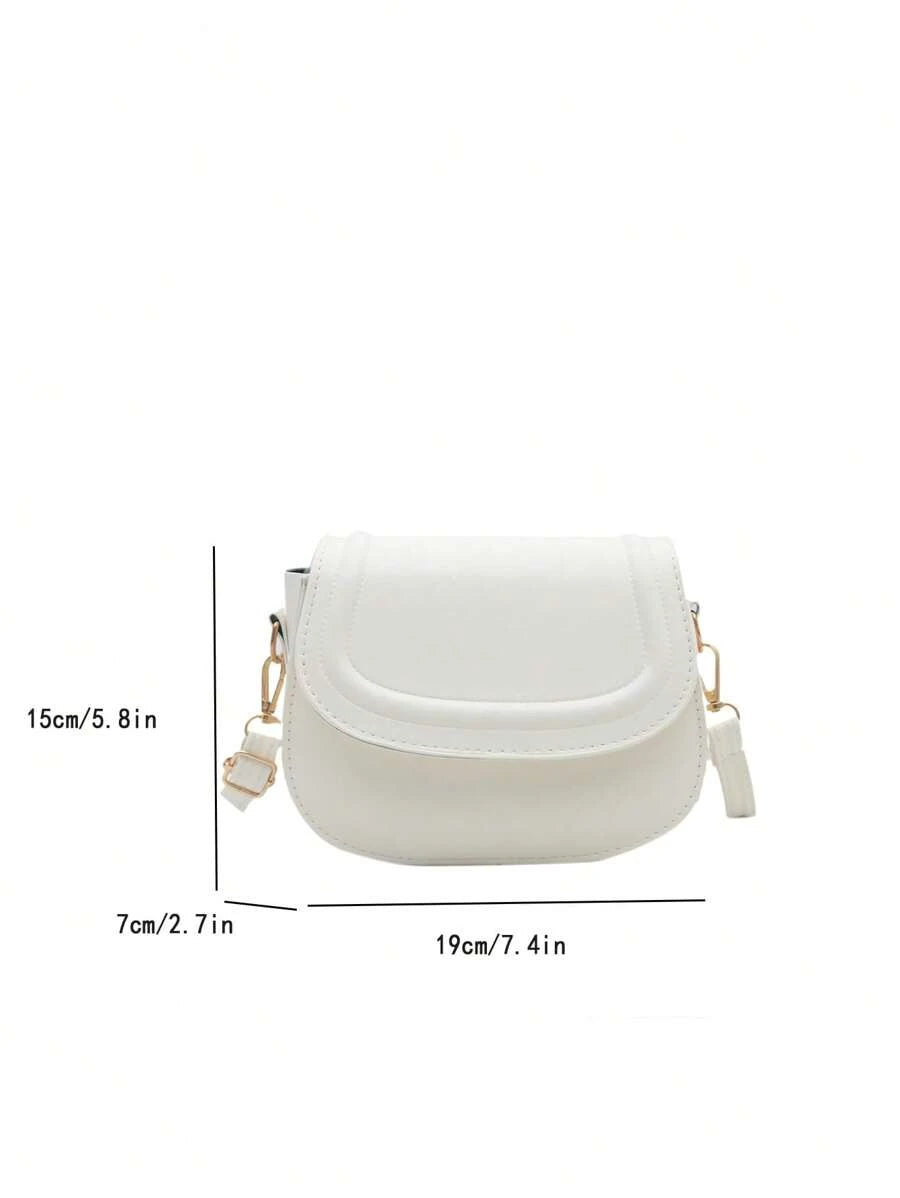 Women's Small Saddle Crossbody Bag, Faux Leather Flap Shoulder Purse with Adjustable Strap