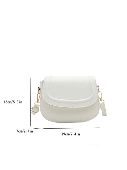 Women's Small Saddle Crossbody Bag, Faux Leather Flap Shoulder Purse with Adjustable Strap