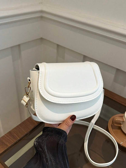 Women's Small Saddle Crossbody Bag, Faux Leather Flap Shoulder Purse with Adjustable Strap