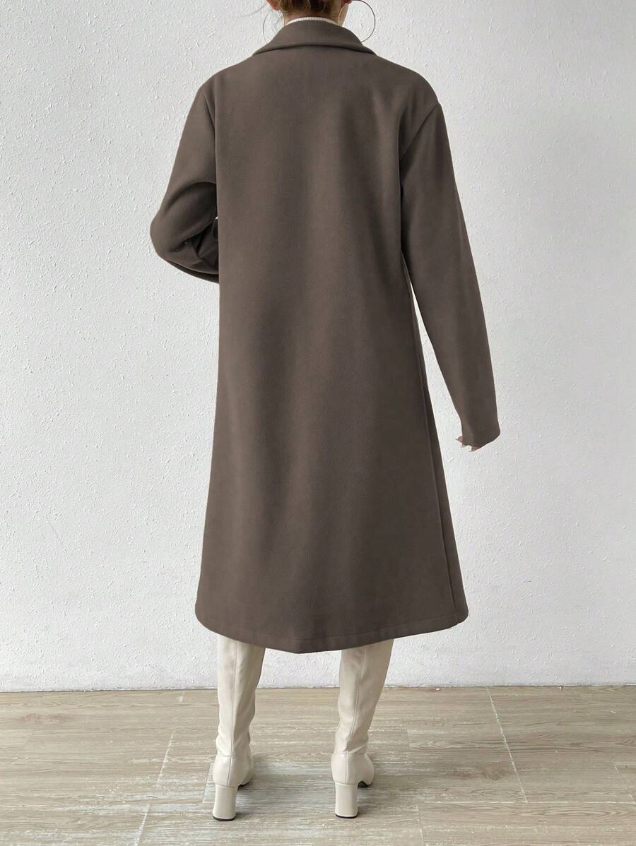 Victoria Classic Double-Breasted Longline Tailored Overcoat - Coffee Brown
