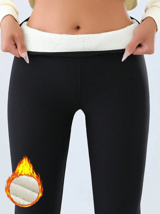 Emmeline High Waist Fleece Lined Leggings with Thermal Lining - Black