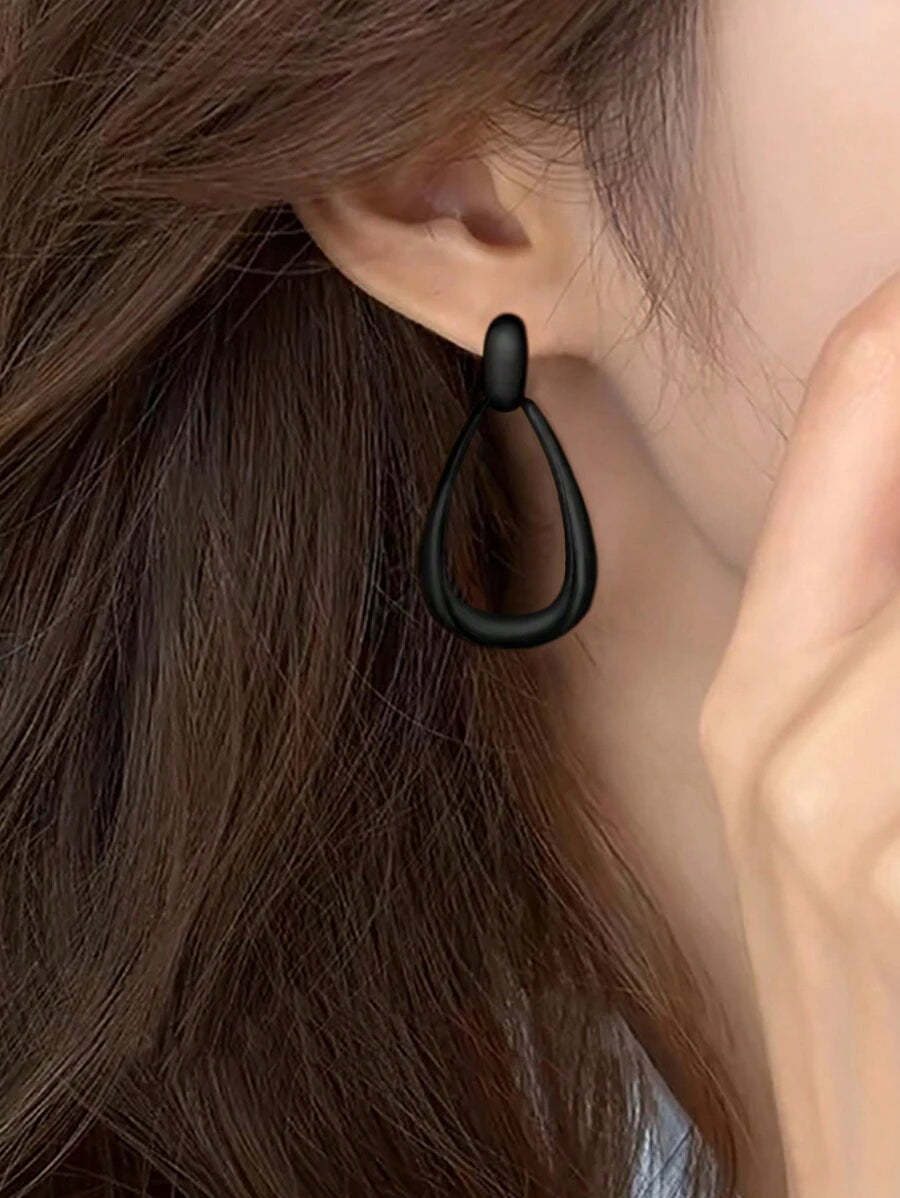 Women's Teardrop Drop Earrings Gold, Geometric Open Statement Earrings 1.7 Inch for Everyday and Vacation