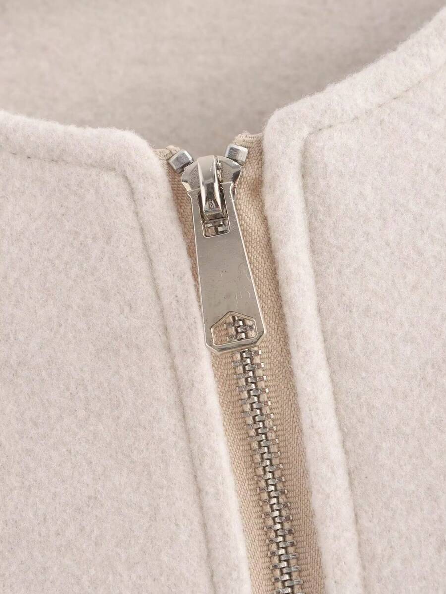 Lillehammer Wool Look Zip Up Cropped Bomber Jacket