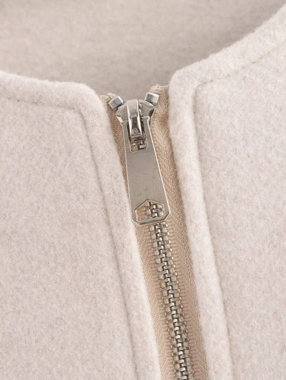 Lillehammer Wool Look Zip Up Cropped Bomber Jacket