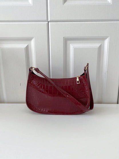 Women's Curved Shoulder Bag, Small Faux Leather Underarm Purse for Everyday and Evening