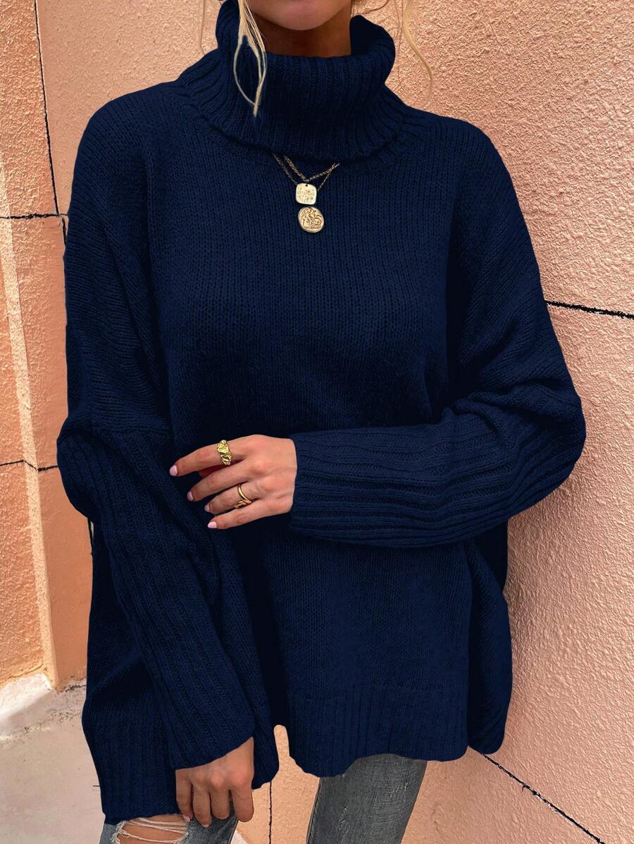 Alesund Oversized Turtleneck Batwing Sleeve Sweater