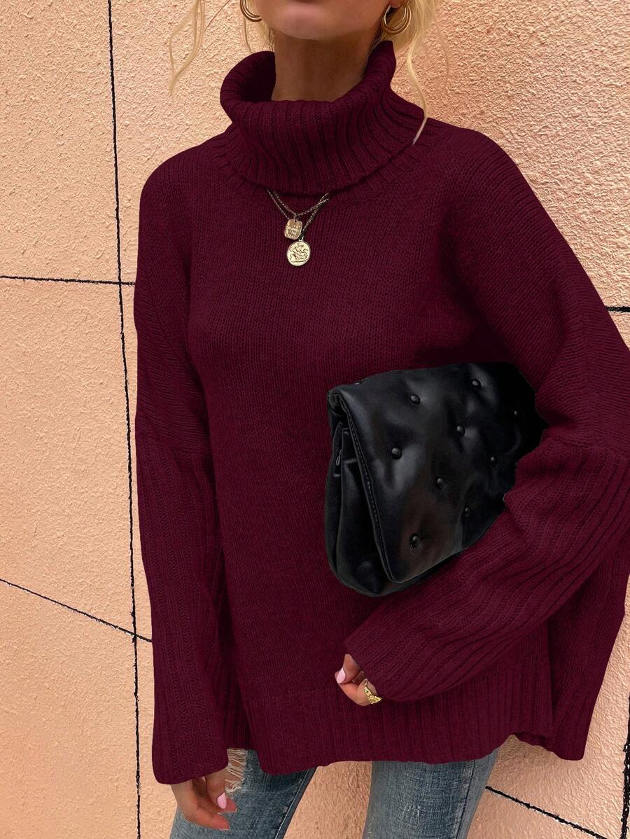 Alesund Oversized Turtleneck Batwing Sleeve Sweater