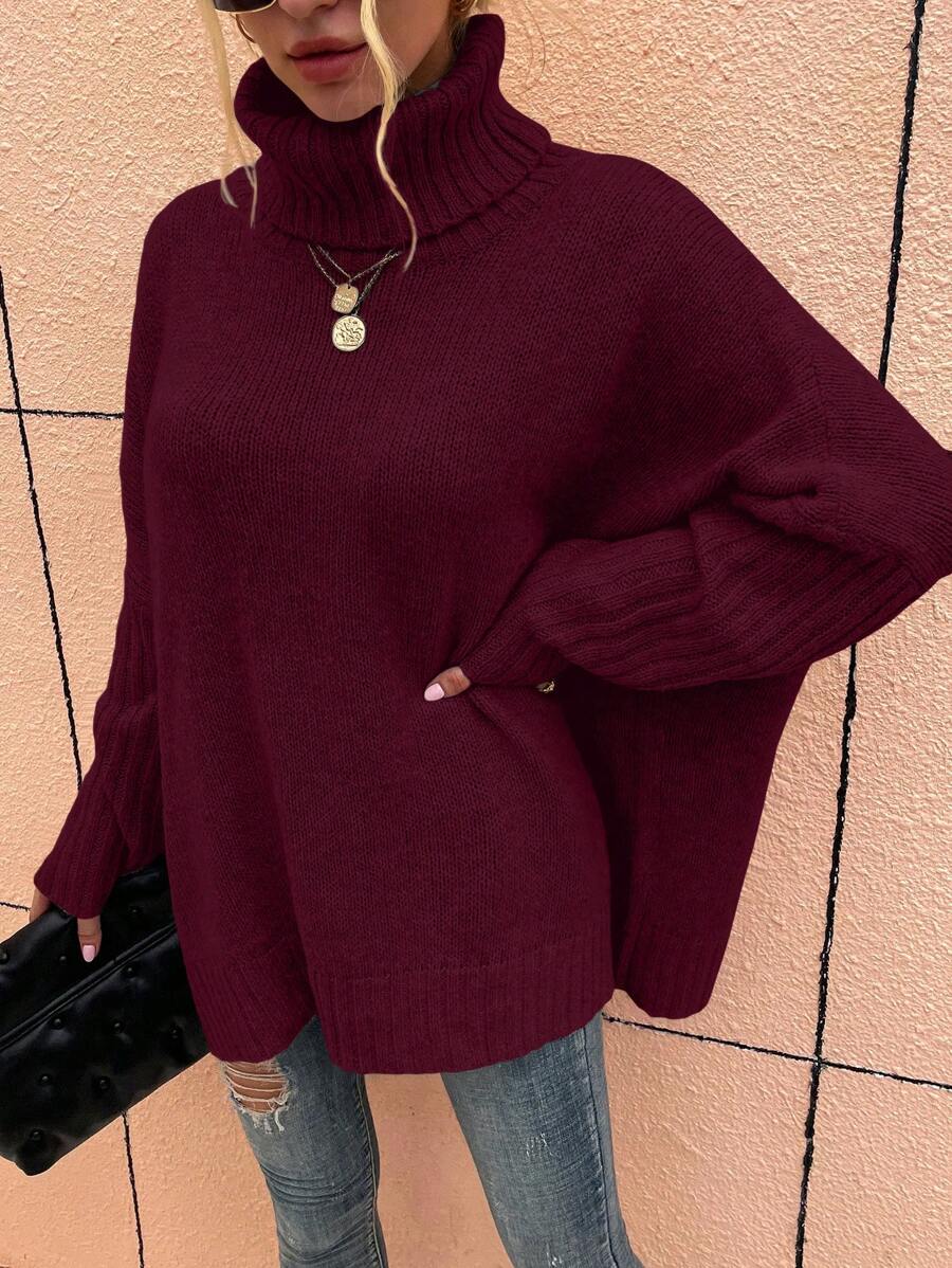 Alesund Oversized Turtleneck Batwing Sleeve Sweater