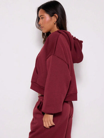 Claudia Double Zip Drawstring Hoodie - Light Grey