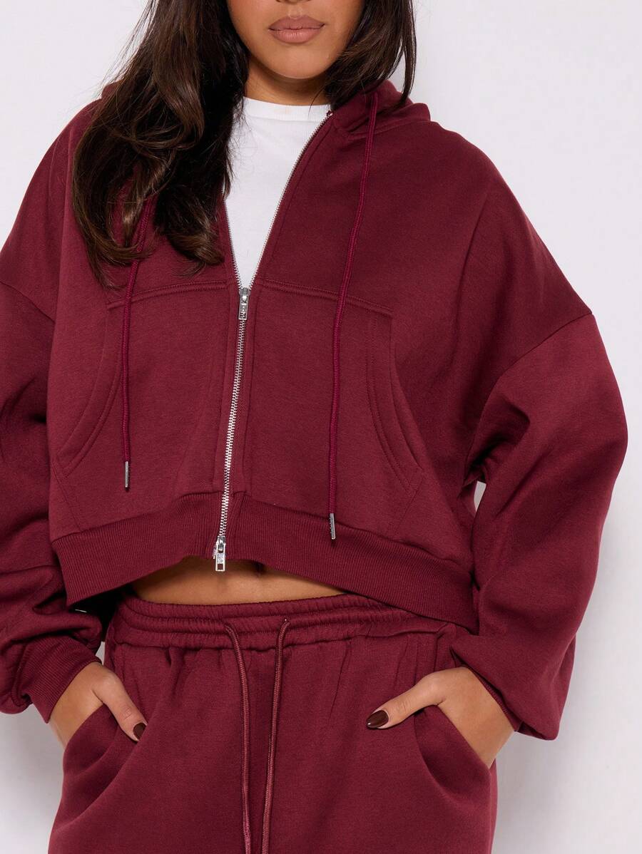 Claudia Double Zip Drawstring Hoodie - Light Grey