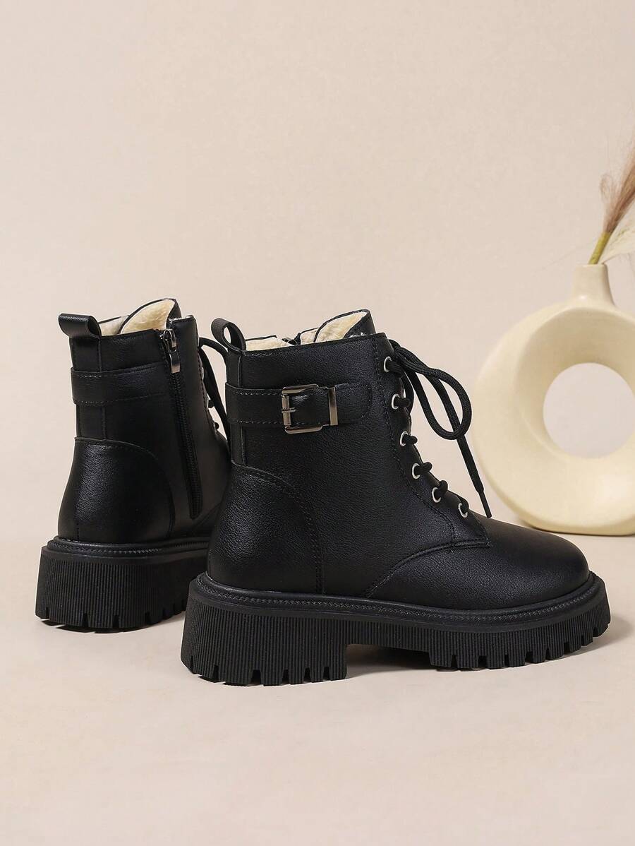2026 Spring/Autumn/Winter New Women's Shoes, Winter Warm Women's Boots, Fashion Versatile Casual Women's Shoes, Black/White Ankle Boots With Lace-Up And Side Zipper, Flat Women's Boots, Women's Ankle Boots And Ankle Boots, Women's Fashion Boots, College S Mensa