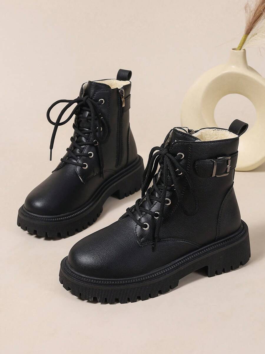2026 Spring/Autumn/Winter New Women's Shoes, Winter Warm Women's Boots, Fashion Versatile Casual Women's Shoes, Black/White Ankle Boots With Lace-Up And Side Zipper, Flat Women's Boots, Women's Ankle Boots And Ankle Boots, Women's Fashion Boots, College S Mensa