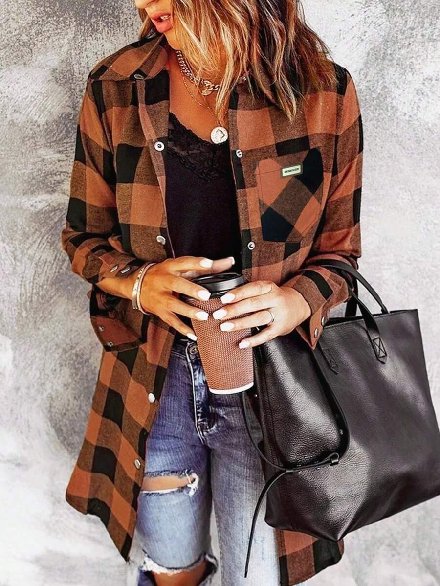 Sherwood Flannel Plaid Button Up Shirt Jacket with Pockets