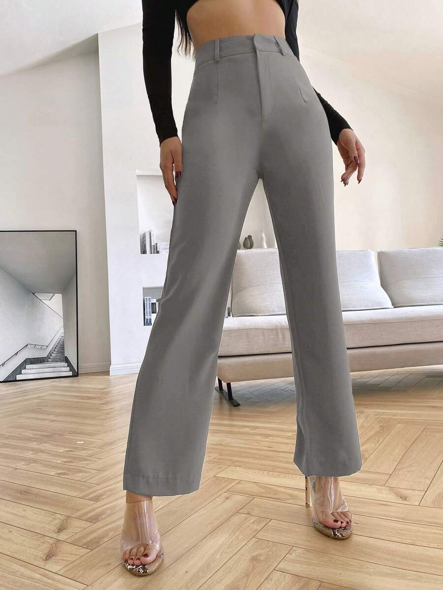 Women's High Waisted Flare Trousers, Tailored Dress Pants for Work Office - Black