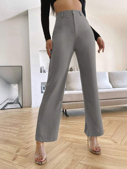 Women's High Waisted Flare Trousers, Tailored Dress Pants for Work Office - Black