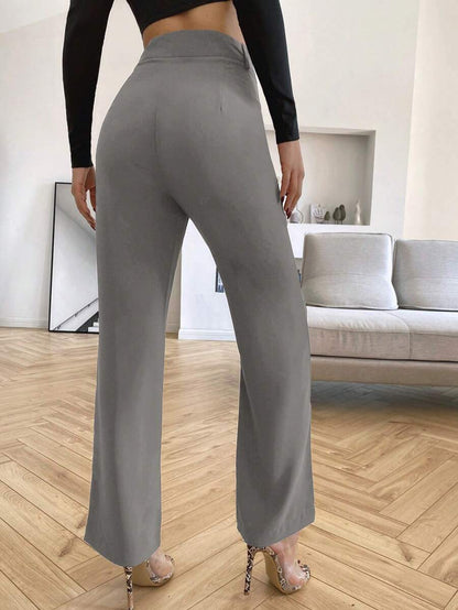 Women's High Waisted Flare Trousers, Tailored Dress Pants for Work Office - Black