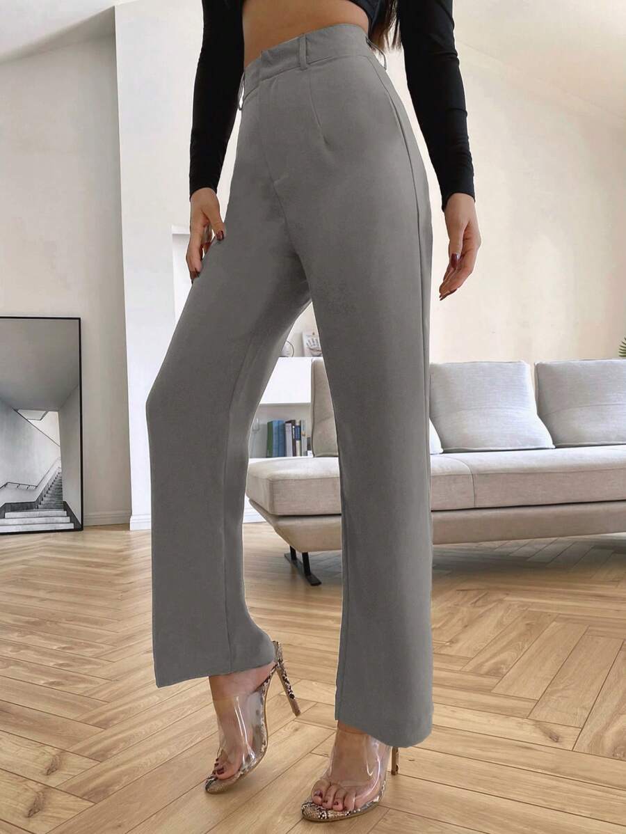 Women's High Waisted Flare Trousers, Tailored Dress Pants for Work Office - Black