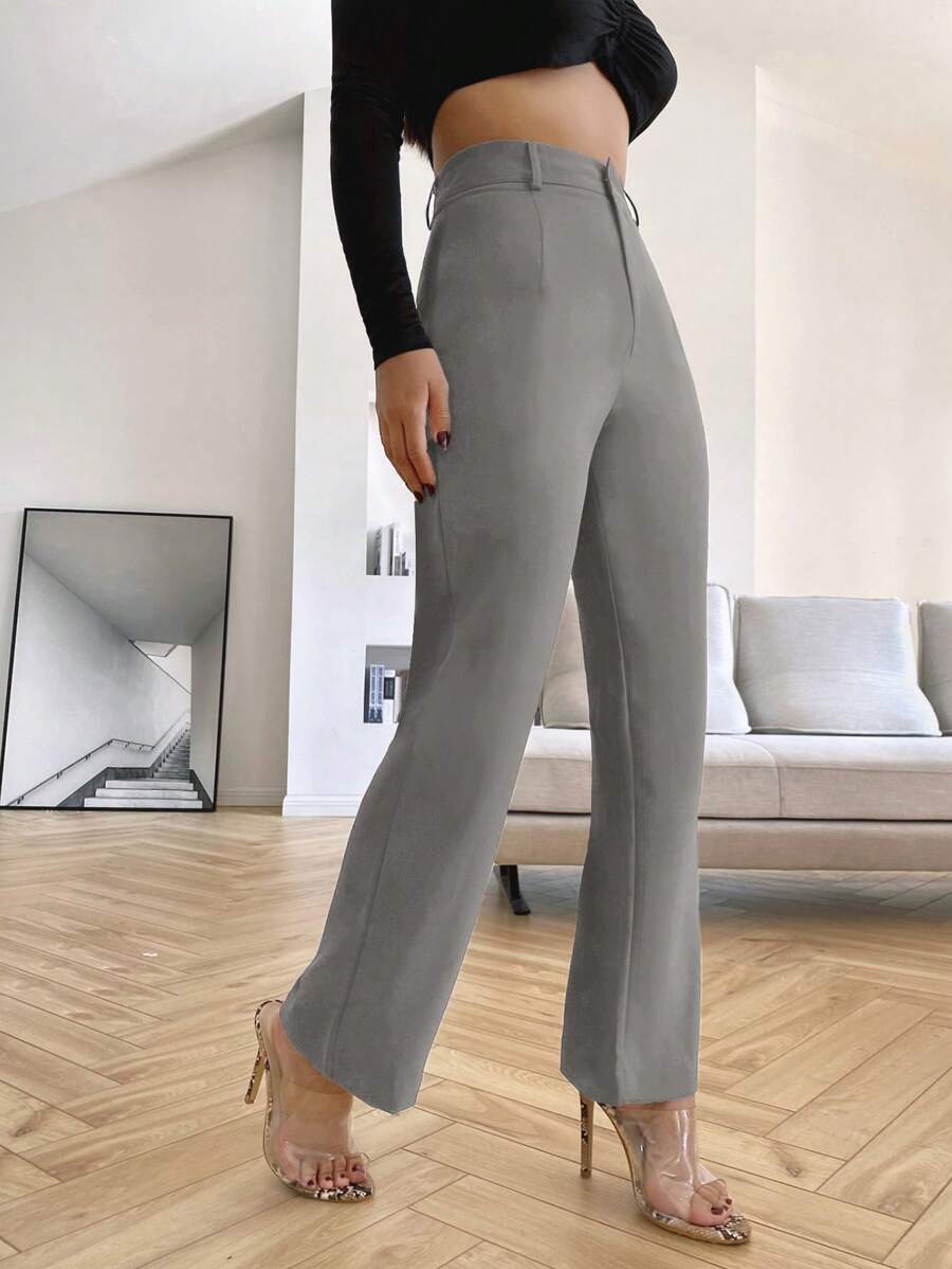 Women's High Waisted Flare Trousers, Tailored Dress Pants for Work Office - Black