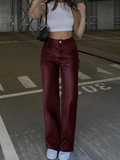 Durango High Waist Faux Leather Straight Leg Pants