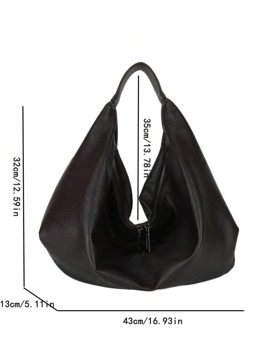 Women's Slouchy Hobo Shoulder Bag, Faux Suede Zip Top Purse for Everyday and Travel