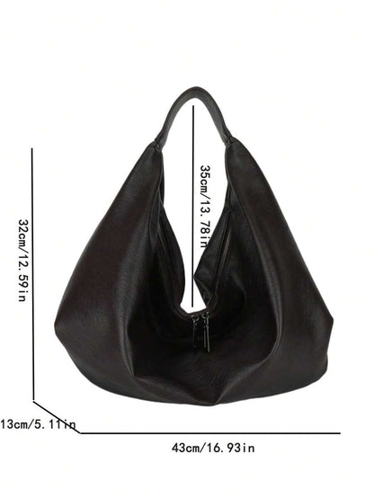 Women's Slouchy Hobo Shoulder Bag, Faux Suede Zip Top Purse for Everyday and Travel