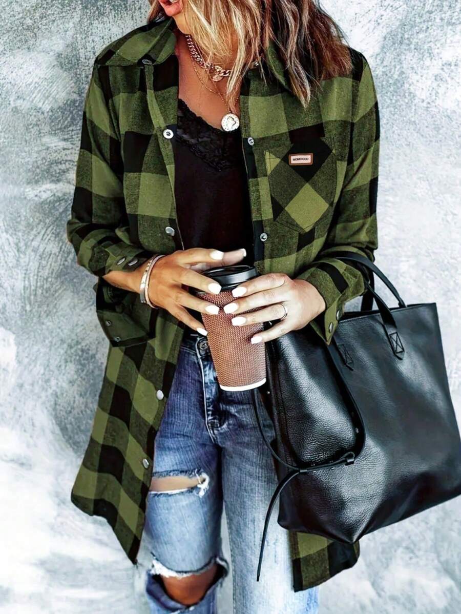 Sherwood Flannel Plaid Button Up Shirt Jacket with Pockets