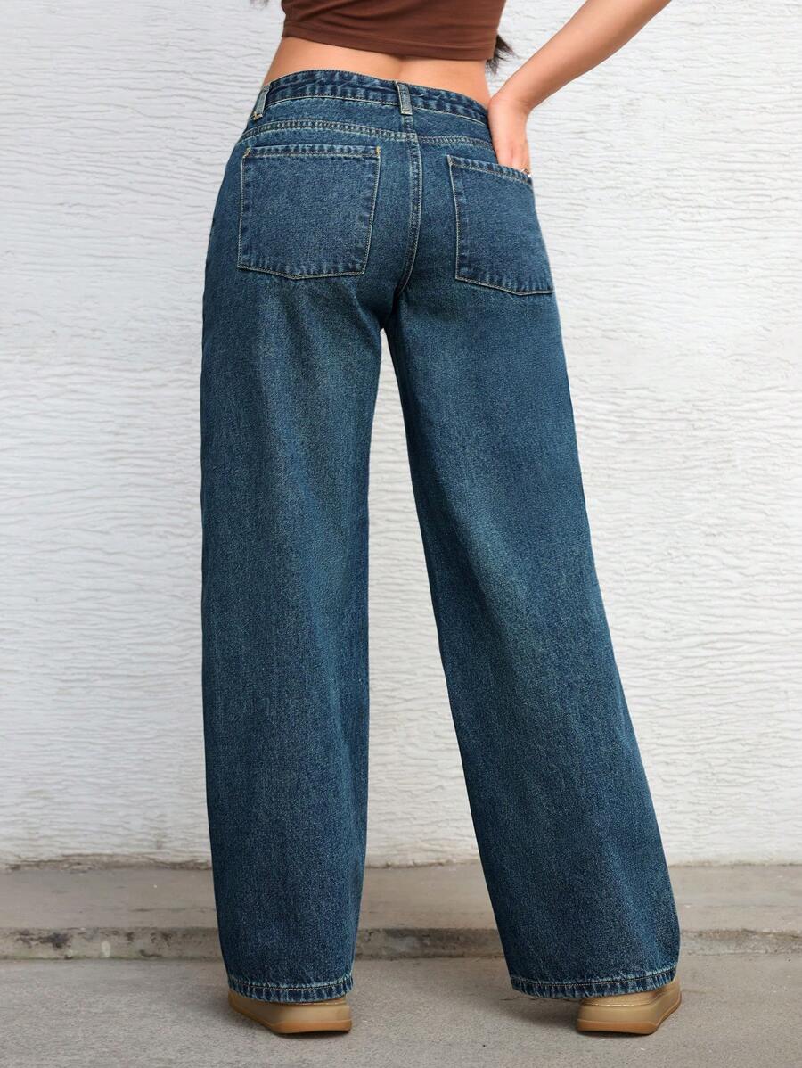 Ravenna High Waisted Wide Leg Baggy Jeans with Pockets