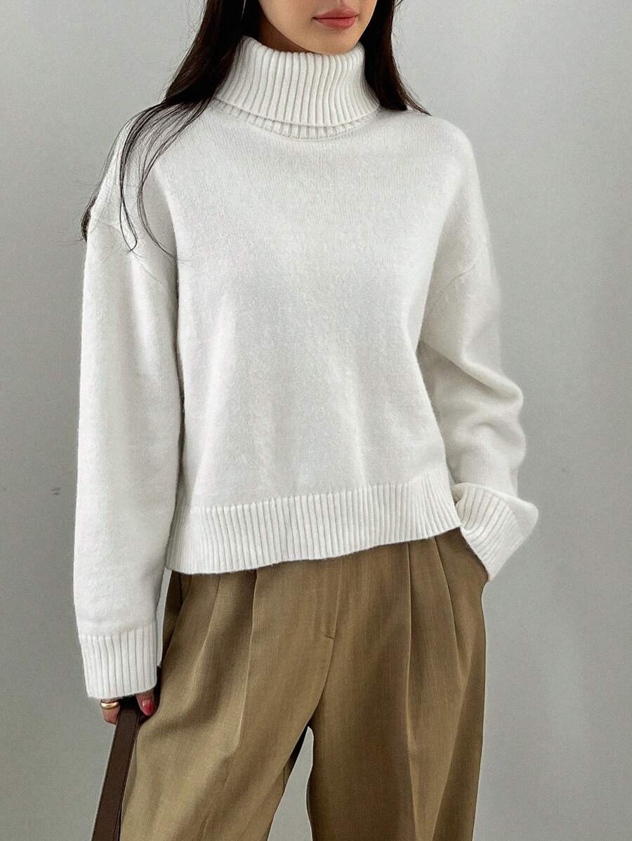 Lofoten Oversized Turtleneck Drop Shoulder Knit Sweater