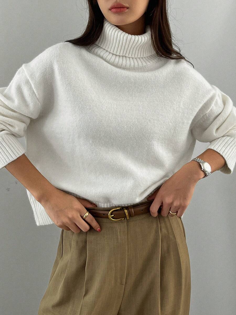 Lofoten Oversized Turtleneck Drop Shoulder Knit Sweater