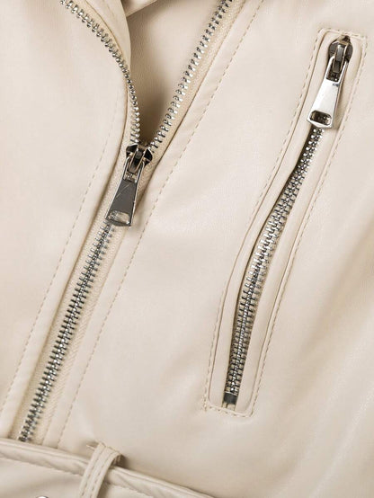Kamloops Faux Leather Cropped Moto Jacket with Belted Hem