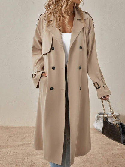 Delia Belted Double Breasted Trench Coat with Raglan Sleeves - Camel