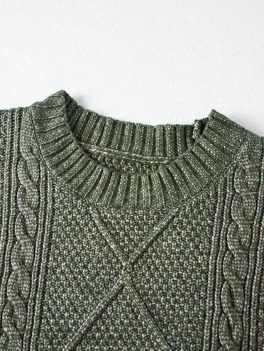 Alina Oversized Cable Knit Sweater Dress - Apricot