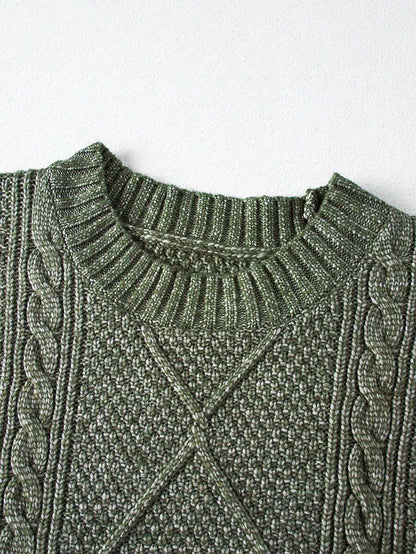 Alina Oversized Cable Knit Sweater Dress - Apricot