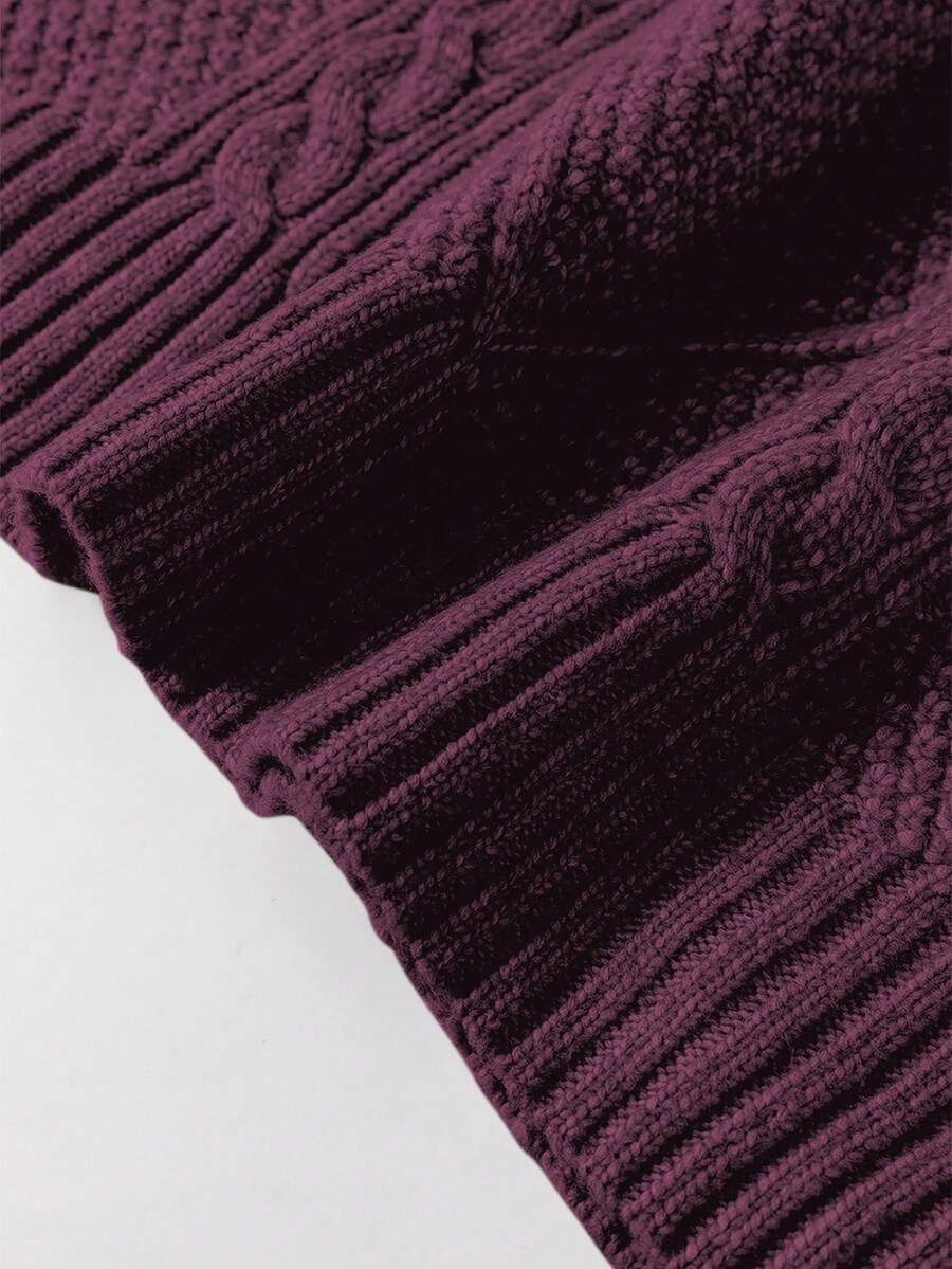Alina Oversized Cable Knit Sweater Dress - Apricot