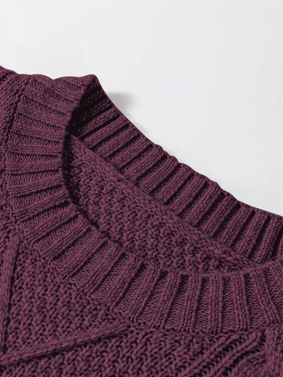 Alina Oversized Cable Knit Sweater Dress - Apricot