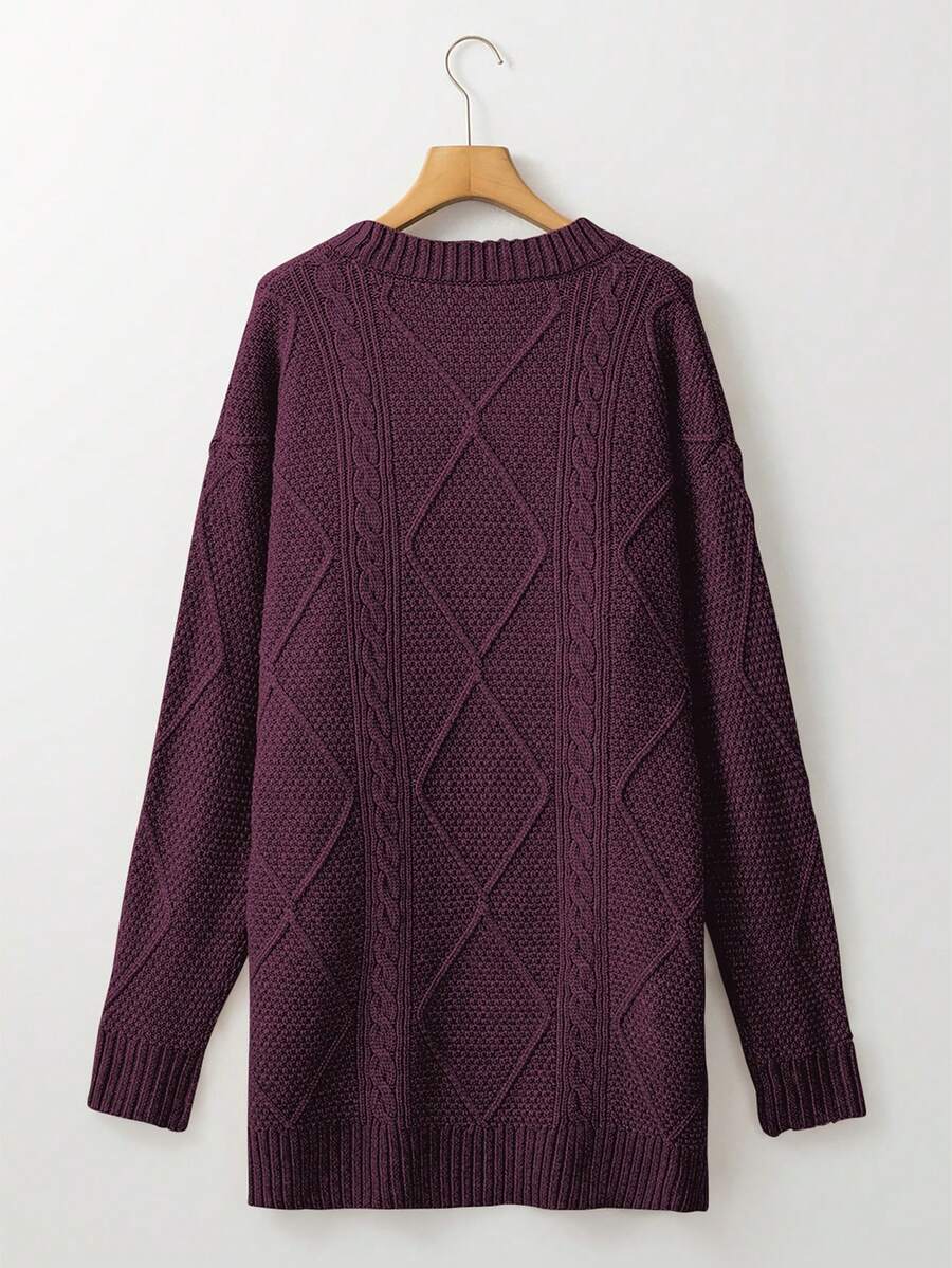 Alina Oversized Cable Knit Sweater Dress - Apricot